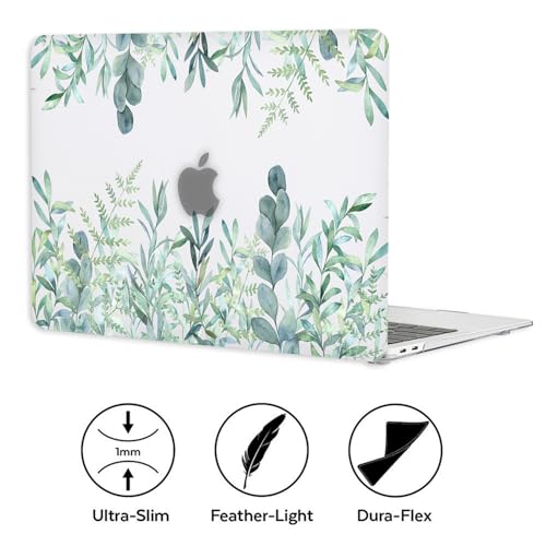 Case for MacBook Air 13 inch A1466 A1369 2010-2017 Release, 5 in 1 Matte Clear Hard Shell&Keyboard Cover&Screen Protector&Webcam Cover Compatible with Older Version Air 13.3 - Green Plants - color: Z Green Clear