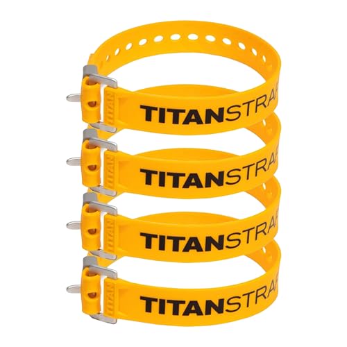 Titan Industrial Straps – Strong & Simple Tie-Downs for Construction (Welders, DIY Home) & 1st Responders – 3 Year Warranty, Batch Tested – 70 lb. Working Load, School Bus Yellow, 4-Pack - color: School Bus Yellow, size: 20" Length / 4-Pack