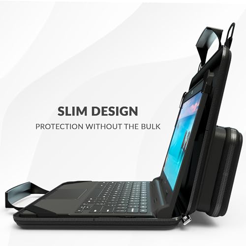 13-14 Inch Always-on Chromebook Protective Hard Case with Accessory Pouch and Adjustable Shoulder Strap - color: Deep Red