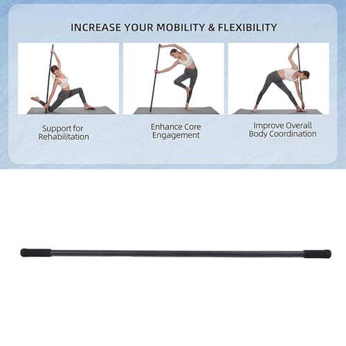 POCREATION Yoga Stretch Stick Adjustable Sturdy Steel Stretching Stick Enhance Flexibility Mobility Core Strength with 4 Steel Rods Foam Handles for Yoga Fitness Balance Training