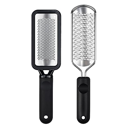 Foot File Foot Scrubber Pedicure, 2 Pcs Stainless Steel Callus Remover for Feet, Professional Foot Grater Rasp Scraper Corns Callous Removers Tool to Hard Skin Corns for Dry and Wet Fee - style: 2 X Foot Rasp