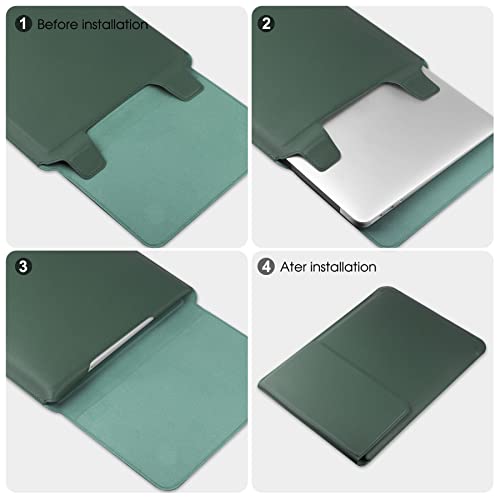 HoYiXi 15 16 Inch Laptop Sleeve Case Leather Bag for MacBook Pro 16 2021 & 2019/Huawei MateBook D15/HP 15.6" PC/MacBook Pro 15/XiaoXin Air 15.6'', Green - color: Green, size: 15-16 in