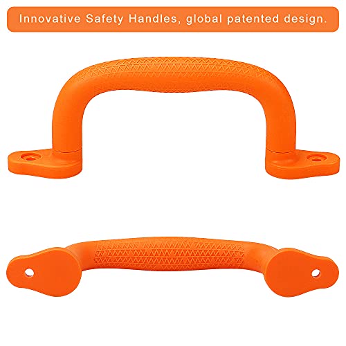 Dolibest 2-Pack Safety Handles for Swing Sets & Playsets - Monkey Bars with Anti-Skid Grip & Finger Indentations, Plastic Grab Handles, Easy Mounting for Climbing Frames, Playhouses, Treehouses - color: Orange-2pcs