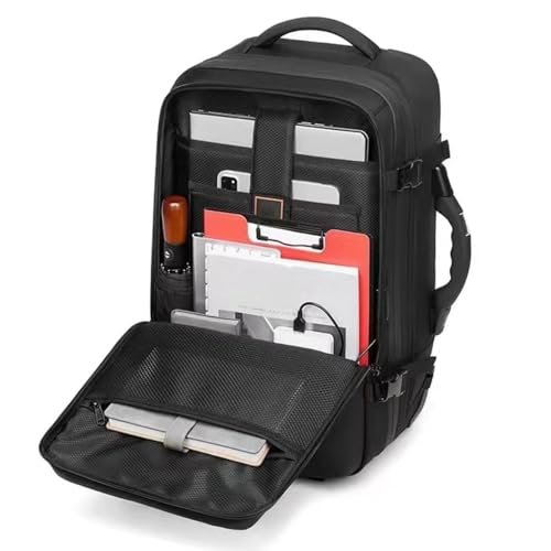 60L Vacuum Compression Backpack with Wheels Expandable Men Waterproof Carry On Luggage Travel Backpacks 17 inch Laptop Backpack Flight Approved (No Pump)