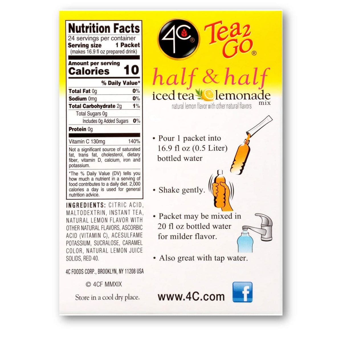 4C Half & Half Powder Drink Mix Packets – Sugar-Free On-The-Go Flavor Enhancers