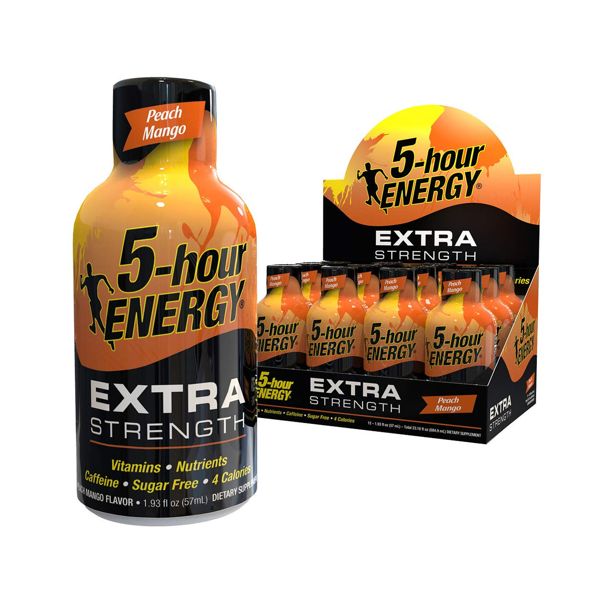 5-hour ENERGY Shot Extra Strength Peach Mango – 1.93 oz, 12 Count