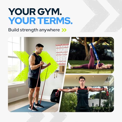 Gym Quality Long Resistance Bands Multi Pack of 5- Loved by Fitness Pros for Group Workouts in Gyms, Boxes, Studios and Bootcamps. Perfect for Pull Ups, Strength Training, Mobility - color: #4 Purple, Large