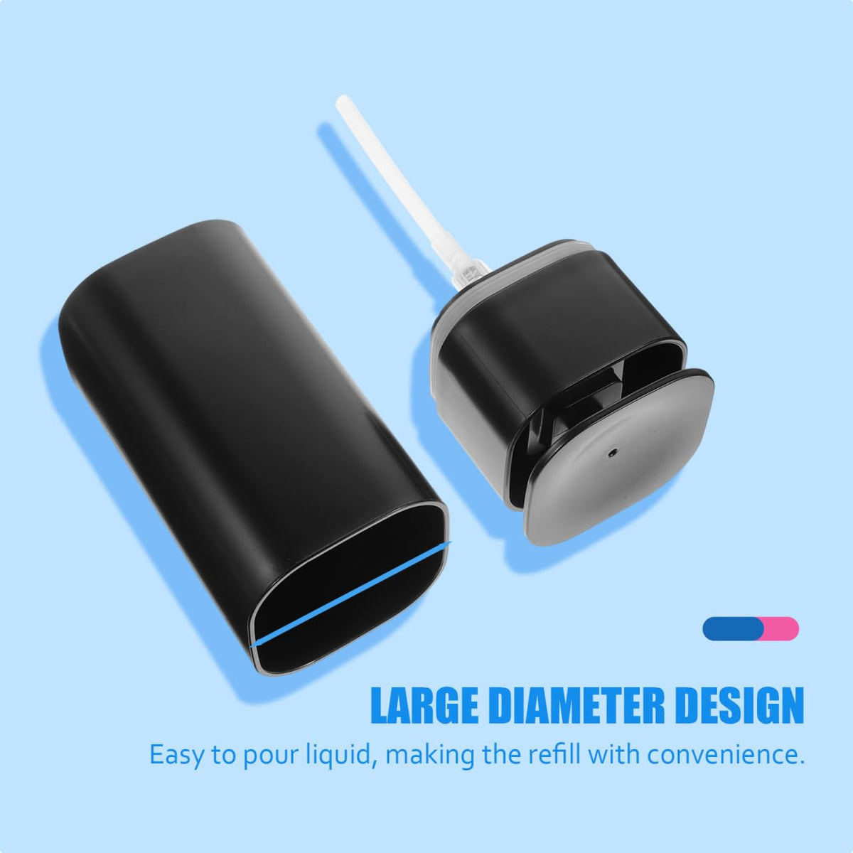 DOITOOL Push Down Empty Pump Dispenser Bottle, Push Down Liquid Pumping Empty Bottle Dispenser for Nail Polish and Makeup Remover, 2.75 x 2.75 x 7inch, Black