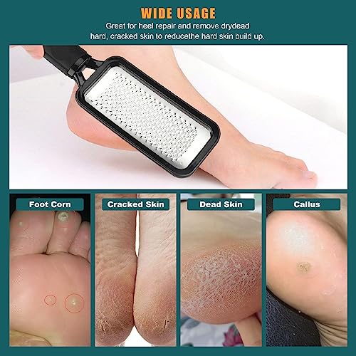 Foot Files Foot Scrubber Pedicure, Stainless Steel Callus Remover for Feet, Professional Foot Grater Rasp Scraper to Hard Skin Corns for Dry and Wet Fee - style: 1X Foot Files(Black)