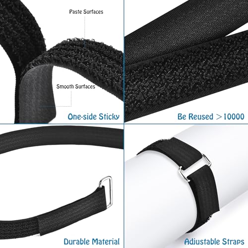 Nettbe 0.75" x39.4ft Hook and Loop Straps with 60 Buckles Adjustable Cut-to-Length Cable Ties - Reusable Nylon Fastening Tape Cable Straps for Storage or Organization (0.75in x 39.4ft) - size: 0.75in x 39.4ft