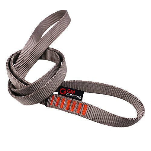 GM CLIMBING 16mm Nylon Sling Runner 22kN / 4950lbf CE UIAA Certified - color: Gray, size: 60cm / 24inch | Pack of 3