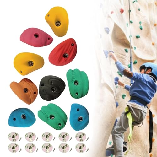 10 Pieces Rock Climbing Wall Holds Indoor Outdoor Climbing Grips Resin Material Easy Installation Textured Surface Suitable for Playground Home, with Back Nail Screw