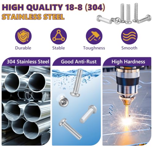 20Pcs M4x45mm Phillips Pan Head Machine Screws Kit 304 SS for DIY | Full Thread, Anti-Rust & Anti-Corrosion, For Furniture Repair, Electronics & 3D Printer Small Models, Storage Case Included - size: M4x45mm