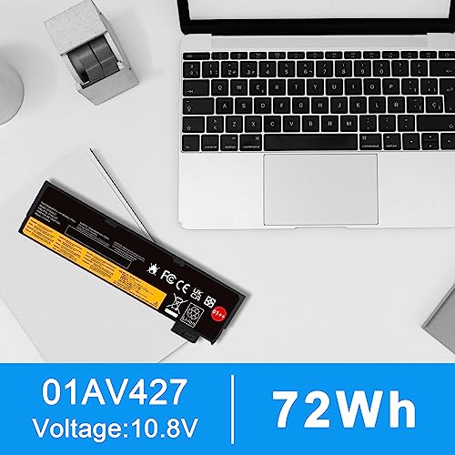 72Wh 61++ 01AV427 01AV425 Battery for Lenovo ThinkPad T480 T470 P51S P52S T570 T580 A485 A475 TP25 Series SB10K97584 SB10K97585 01AV490 01AV492 X50M08812 4X50M08812 01AV422 01AV423 01AV428 - size: 8.2*2.6*1inch