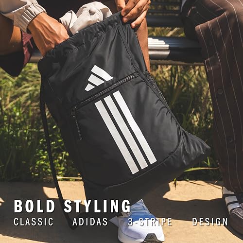 adidas Alliance Sackpack – Drawstring Backpack for Sports, Small Gym Bag, Ray Blue/White/3, OSFA - color: Ray Blue/White/3