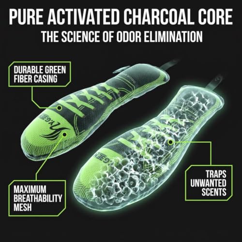 LIVEVIE Hygeen Activated Charcoal Shoe Deodorizer – Natural Scent Absorber & Moisture Wicker 2-Pack - color: Green