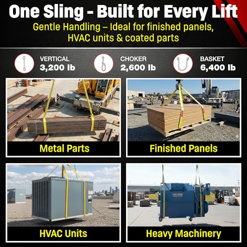 DD Sling 1 Inch x 16 Foot Nylon Lifting Sling – USA Made, 3,200 lb Vertical, 2,600 lb Choker, 6,400 lb Basket – 2-Ply Heavy Duty 900 Webbing, Type 3 Flat Eye & Eye Rigging Sling - size: 1"x16'