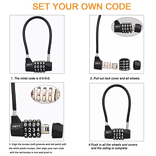 Combination Cable Lock, 3/16-Inch Steel Cable, 7-Inch Length, 4-Digit Lock for Gates, Fences, Cabinets,Shed,Dumpster,Outdoor Security - size: 7" Cable - Span 3.5" (3/16" Diameter)