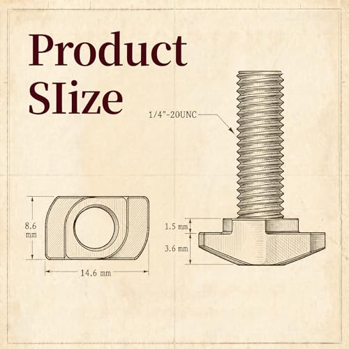 O'SKOOL T-Slot Bolts Drop-in 3-1/2" Length 20PCS, 1/4"-20 Thread, T Track Accessories for Woodworking Jigs and Fixtures,HWR012 - style: 1/4"-20 Threads, 3-1/2" Length, 20Pcs