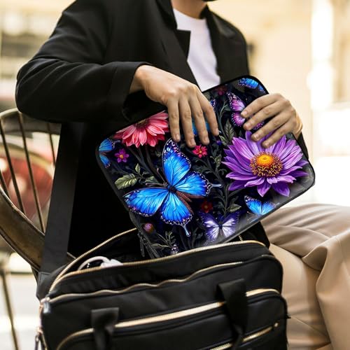 Laptop Sleeve with Handle 12 Inch, Waterproof Laptop Case Bag, Butterfly Flowers Pattern Design Computer Sleeve Compatible with MacBook Air, Pro, HP, Dell, Lenovo, ASUS - color: Butterfly Flowers, size: 12inch(11.6-12.3")