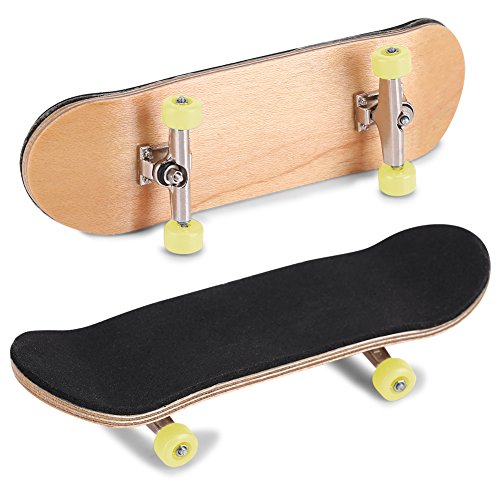 HERCHR Finger Boards, 1Pc Maple Wooden Alloy Fingerboard Finger Skateboards Creative Fingertips Daliy Playing Relaxing Movement Set with Box for Relax Play (Yellow) - color: Yellow