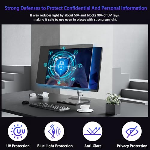 22" Privacy Screen Computer for 16:10 Aspect Ratio, 2-Sided Removable Anti-Peeping/Anti-Glare, Blue Light Block, UV Protect, Reduce Strain, Anti-Scratch, Fits 22-inch 16:10 Protector Film - size: 22inch 16:10