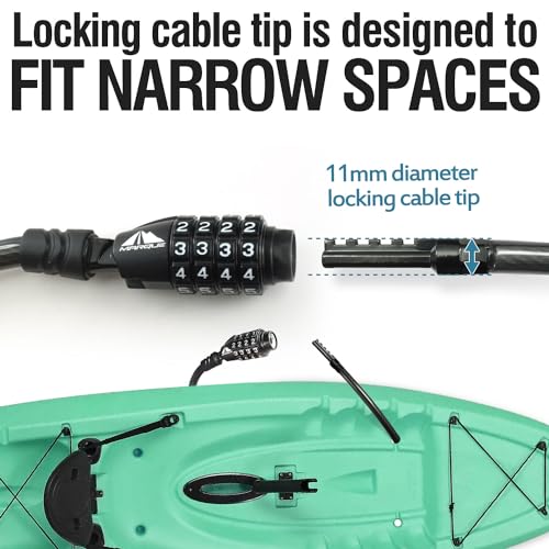 Straight Combination Bike Lock Cable - 3/8 inch (5FT, 10FT, 15FT, 25FT) Resettable Combination Lock, Anti-Theft Security Cable for Bicycles, Kayaks, Paddle Boards and Outdoor Gear (05 FT) - color: 05 FT