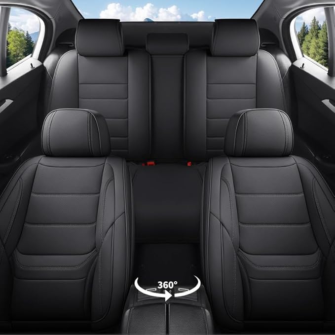 Car Seat Covers Custom Fit for Chevrolet/Chevy Spark 2012-2022, Premium Faux Leather Waterproof Car Seat Protectors with Lumbar Support, Breathable Anti-Slip Easy to Install(Black,Full Set)