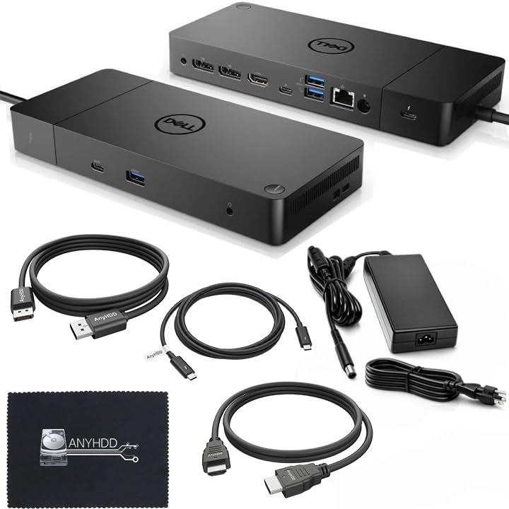 Dell WD19TB Thunderbolt Docking Station with 180W AC Power Adapter (130W Power Delivery) + HDMI Cable + DisplayPort Cable + Thunderbolt Cable + Microfiber Cloth Included - style: WD19TB New