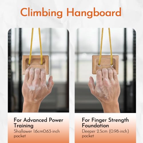 Portable Beech Wood Fingerboard Climbing Hangboard Set – Dual-Pocket Grip Blocks for Finger & Forearm Strength Training – Adjustable Rope and Metal Clips Included - color: 1*Grip Blocks and Loading Pin
