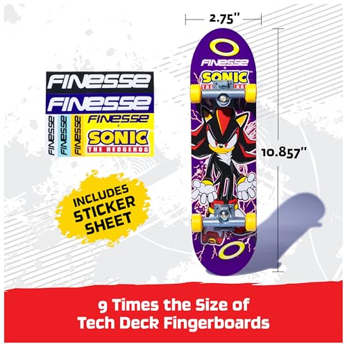 TECH DECK, Finesse X Sonic The Hedgehog Handboard; Authentic Mini Skateboards, Kids Toys for Boys & Girls, Ages 6 and up (Hands Use Only) - style: Finesse x Sonic The Hedgehog