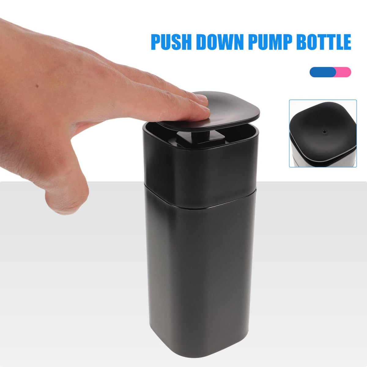 DOITOOL Push Down Empty Pump Dispenser Bottle, Push Down Liquid Pumping Empty Bottle Dispenser for Nail Polish and Makeup Remover, 2.75 x 2.75 x 7inch, Black