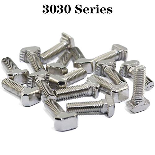 20 Pcs M6 x 30mm Thread T Slot Drop-in Bolt T-Bolt Hammer Head Bolt T Screw Stud for 3030 Series Standard 8mm T-Slot Aluminum Extrusion Profile (3030 Series) - size: 30-M6x30mm