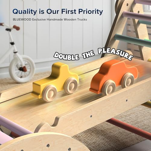 BlueWood Pikler Triangle Set with Safe Handle, Climbing Toys for 1-3 Year | Foldable 7-in-1 Montessori Toddler Climbing Toys Indoor, Wooden Pickler Climbing Set, Baby Jungle Gym & Playground, Rainbow - color: Rainbow