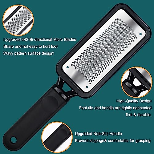 Foot Files Foot Scrubber Pedicure, Stainless Steel Callus Remover for Feet, Professional Foot Grater Rasp Scraper to Hard Skin Corns for Dry and Wet Fee - style: 1X Foot Files(Black)