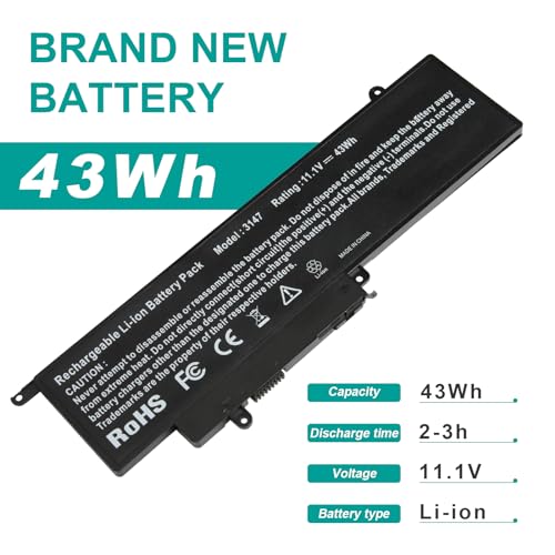 GK5KY Laptop Battery for Dell Inspiron 11 3000 3147 3148 3153 3152 3157 3158 15 7000 7558 7568 13 7353 7359 7347 7348 7352 92NCT 092NCT 4K8YH 04K8YH RHN1C 0WF28 P20T P20T001 P55F P55F001 451-BBKK - size: 7.52*3.54*0.21inch