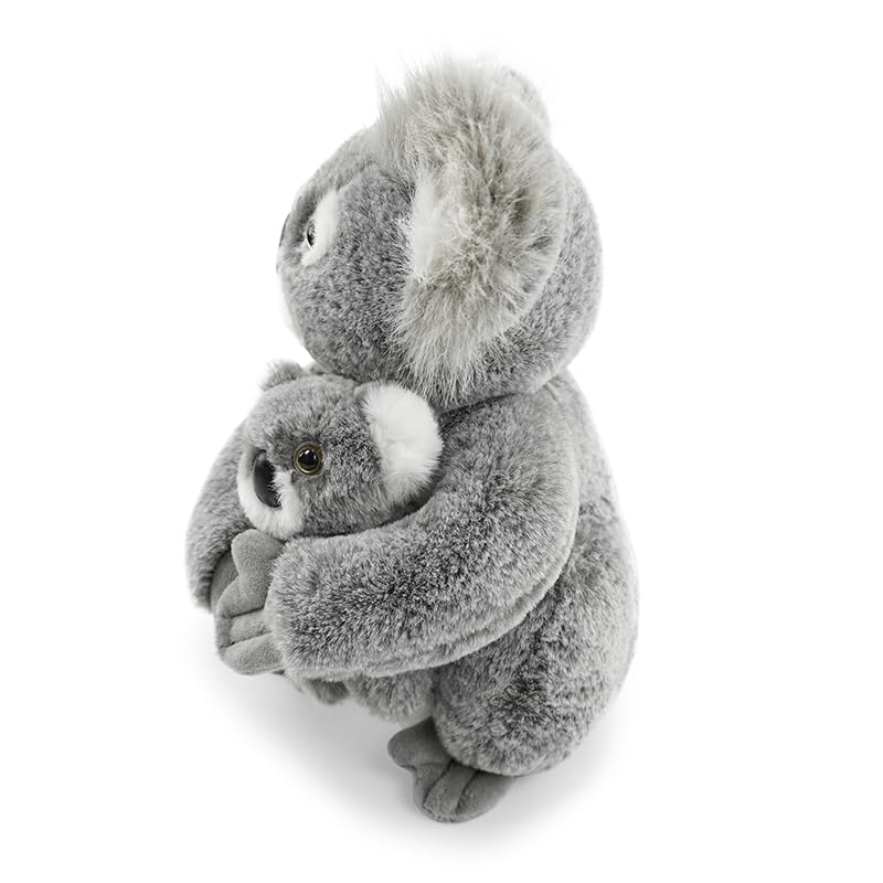 JUSTQUNSEEN 2PCS Koala Stuffed Animal with Baby Hugging Koala Bear Plush Toy 10 Inch Cute Soft Mom and Baby Plushies for Girls Girlfriend Women Valentines Day Gifts Kawaii Room Decor Love Present