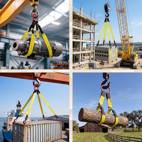 2 Pack Lifting Slings Straps with Hooks Web Slings Capacity Polyester Bridle Sling Heavy Duty Two Leg Lifting Straps for Engines Cranes Hoists Truck (3.3ft,Yellow) - color: Yellow, size: 3.3ft