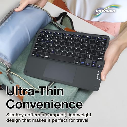 BoxWave Keyboard Compatible with Xiaomi Redmi 7A - SlimKeys Bluetooth Keyboard with Trackpad, Portable Slim TouchPad - Jet Black