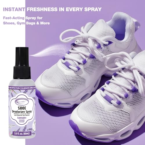 Air Jungles Shoe Deodorizer Spray 2 Oz 2-Pack, Lavender Odor Eliminator | Travel Size, Up To 300 Sprays Each, Smell Remover Footwear Freshener For Sneaker, Boot, Locker & Gym Bag
