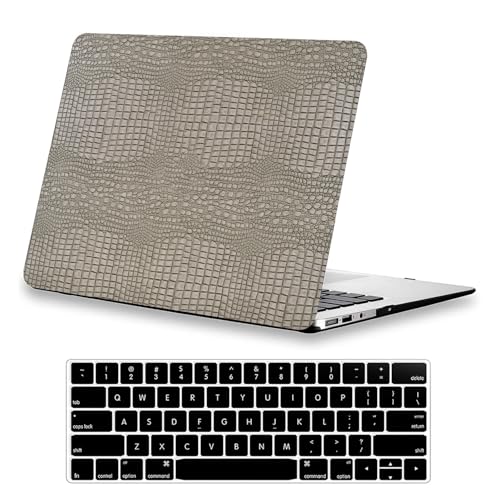Case for Crocodile MacBook Pro 14 inch 2026 2025-2021 M5 M4 M3 M2 M1,Silver | Crocodile Skin Alligator Leather Hard Case+Keyboard Cover (Model A3427 A3426 A3434 A3112 A3185 A3401 A2918 A2992 A2779 A2442) - color: # Crocodile Silver