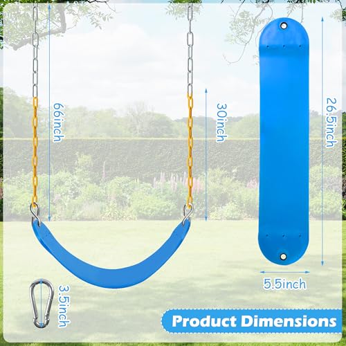 Sunnyglade 2PCS Swings Seats Heavy Duty with 66" Chain Support 250lb Blue | Playground Outdoor Swing Seat Replacement with Snap Hooks, Coated Chains, Soft Eva Seat, Non-Slip Design & 250 Lb Capacity - color: Blue
