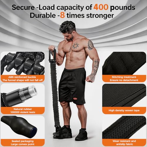Innstar Pull Up Assistance Bands, Heavy Duty Resistance Band for Pull Up Assist, Adjustable Resistance 165-265lbs with Fabric Feet/Knee Rest, Pull Up Bands Assistance Bands - color: Upgrade Black 265lbs