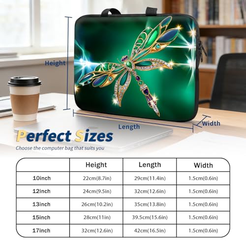 Laptop Bag 17 Inch,Resistant Shockproof Laptop Sleeve Case Protective Cover Carrying Case with Handle Compatible for HP Dell Lenovo Acer Asus Notebook Computer,Emerald Dragonfly - color: Emerald Dragonfly, size: 17-17.3 in