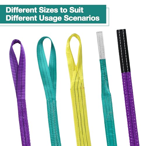 Lift Sling Straps,1" x 3.3' 2-Ply Heavy Duty Flat Eye Lift Slings | Polyester Lifting Strap Tree Saver Recovery Strap Web Sling Rigging Moving Tow Hoist Gear Straps 3200 lb 2600 lb 6400 lb 2P - color: Purple, size: 1" x 3.3' (2 pack)