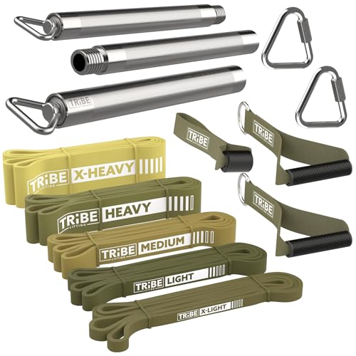 Long Resistance Bands Set, 5 Pull Up Assistance Bands for Working Out | 5 resistance levels, natural latex construction, exercise bands for strength training, stretching and physical therapy - color: Green 3