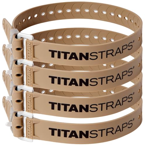 Titan Industrial Straps – Safety Strap Set to Secure Splits, Cargo Bikes, Garden Hoses, Wood Working Projects – 70 lb. Working Load, 25" Length, 4-Pack Coyote Tan - color: Coyote Tan, size: 25" Length / 4-Pack