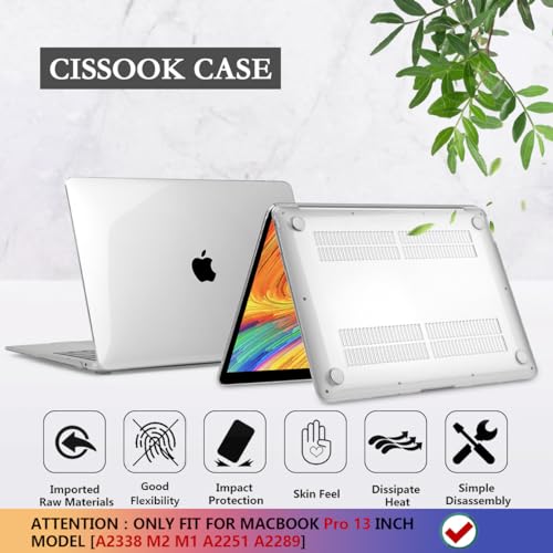 CISSOOK Compatible with MacBook Pro 13 Inch Case Clear M2 M1 | rystal Clear Hard Shell Case with Keyboard Cover for MacBook Pro 13 with Touch Bar A2338 A2251 A2289 2025-2020 -Transparent - color: Clear Transparent