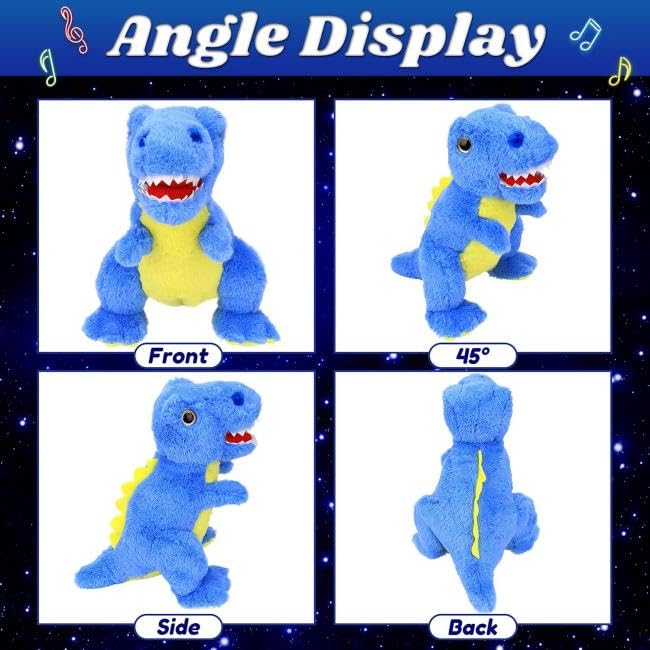 Cuteoy Light-up Singing Blue Dinosaur Plush Toy LED Musical Stuffed Animal