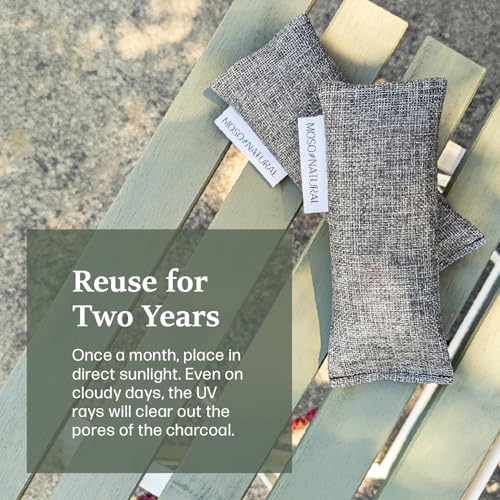 Moso Natural Shoe Deodorizer Inserts, Charcoal Odor Absorber for Shoes, Gym Bag & Boot Deodorizer, Unscented Shoe Odor Elimination, Air Purifying Bags, Lasts 2 Years (2 Bags) - style: 1 Pack (2 Total)